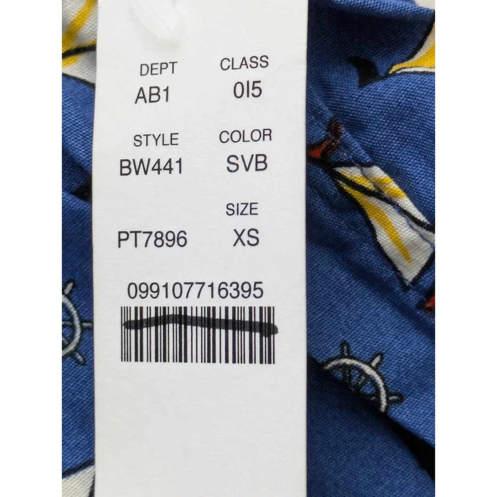 J. Crew Patterned Boxer Shorts‎ Mens XS Cotton Blue Sailboats Cotton NWOT BW441